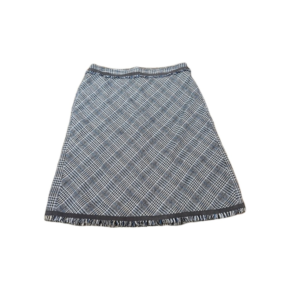 Sigrid Olsen Wool Blend Fringe Hem Skirt Plaid Size 10 Lined Tweed Style‎